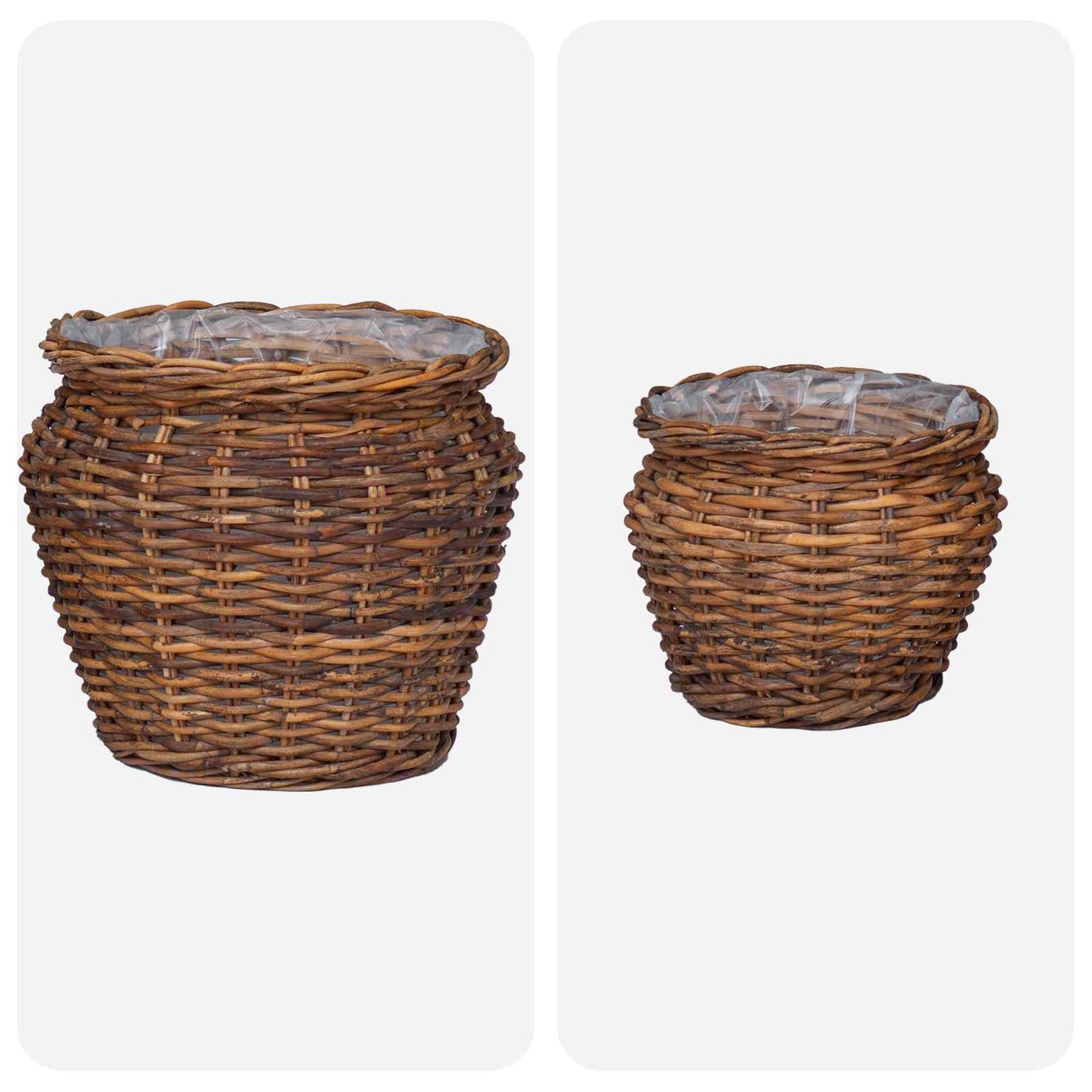 Planteringskorg med lagring 2 pcs Brun Lacak Rattan