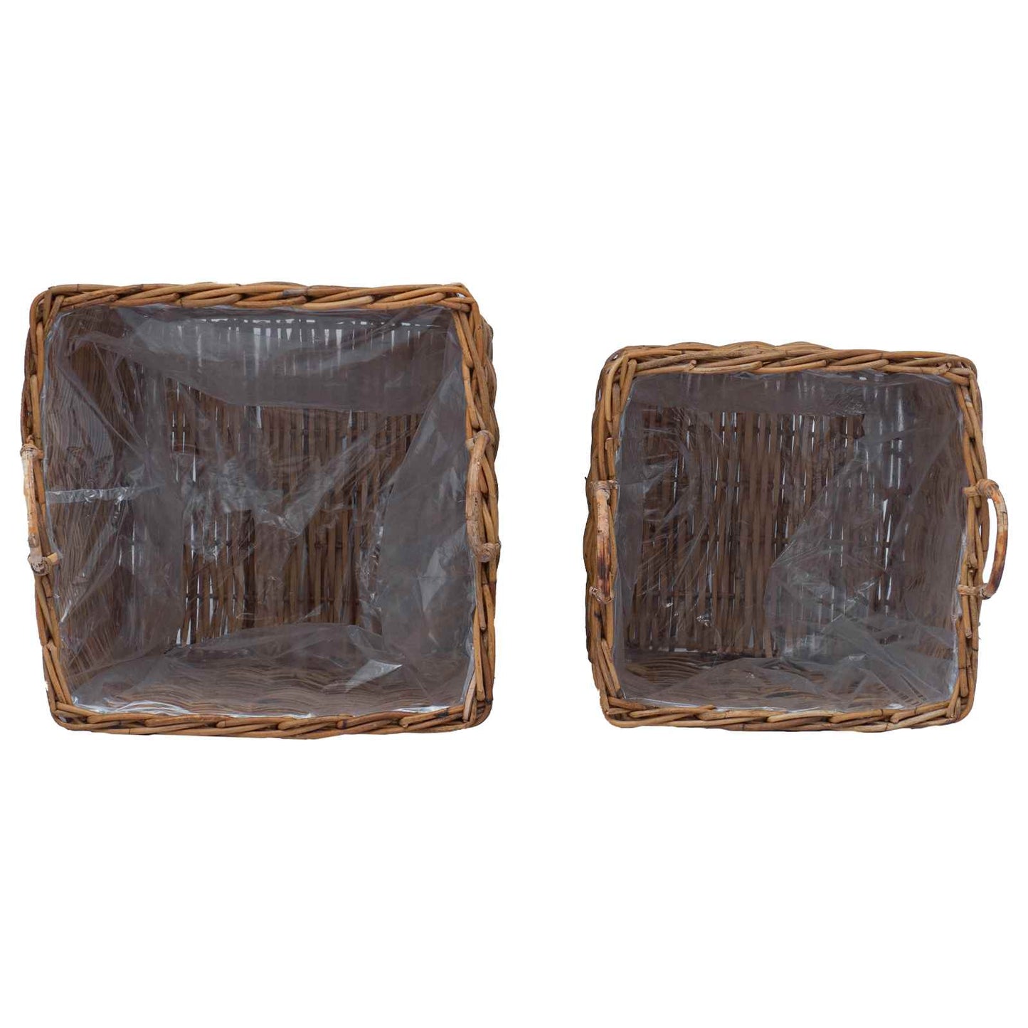 Planteringskorg med lagring 2 pcs Brun Lacak-rattan