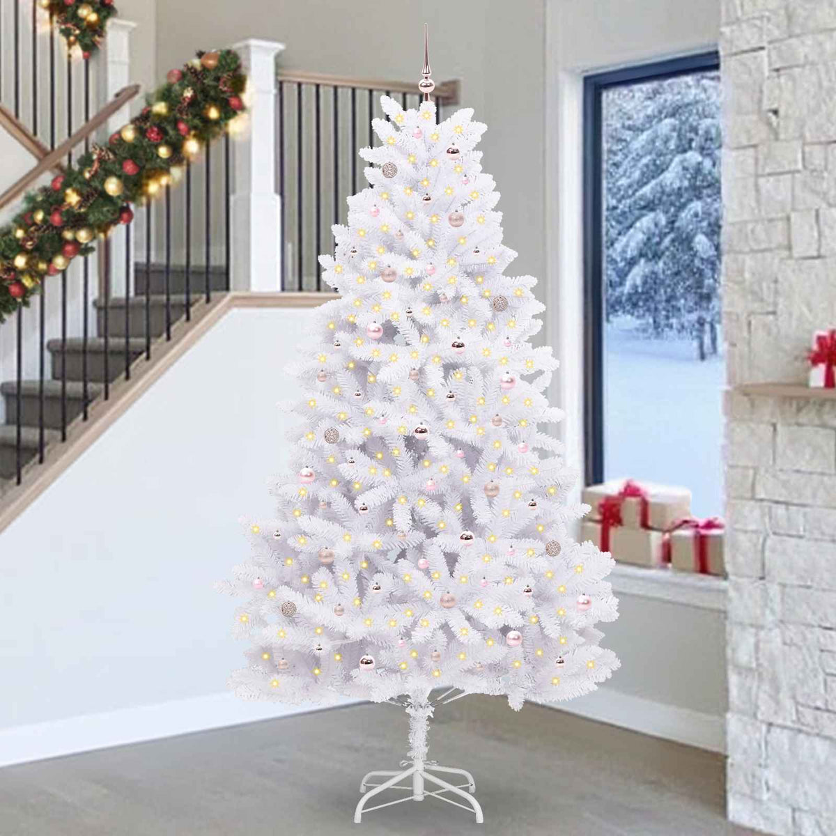 Plast Hingad Julgran Vit 270 cm PVC och stål