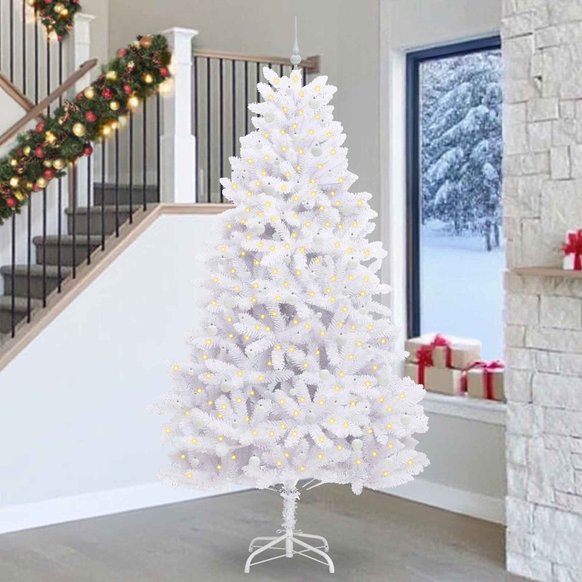 Plast Hingad Julgran Vit 270 cm PVC och stål
