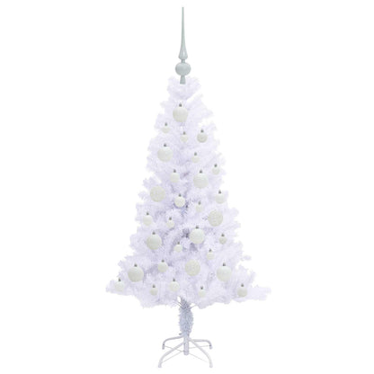 Konstgjord julgran med 150 LED-lampor Vit 120 cm PVC och Stål