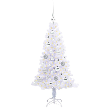 Konstgjord julgran med 150 LED-lampor Vit 120 cm PVC och Stål
