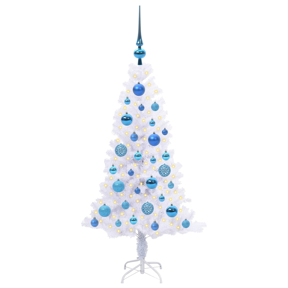 Konstgjord julgran med 150 LED-lampor Vit 120 cm PVC och Stål