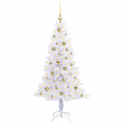Konstgjord julgran med 150 LED-lampor Vit 150 cm PVC och Stål