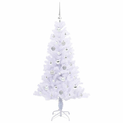 Konstgjord julgran med 150 LED-lampor Vit 150 cm PVC och Stål
