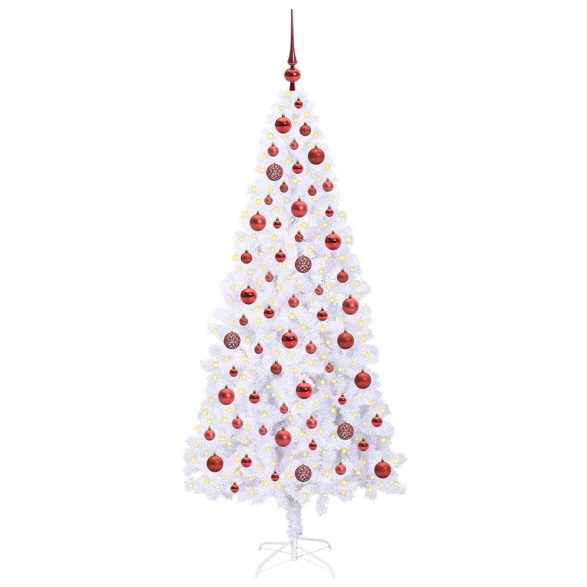 Konstgjord julgran med 300 LED-lampor Vit 180 cm PVC och stål