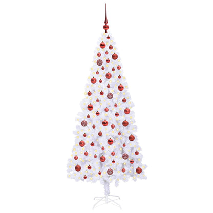 Konstgjord julgran med 300 LED-lampor Vit 180 cm PVC och stål