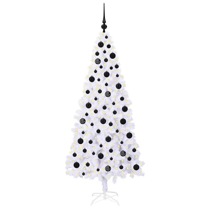 Konstgjord julgran med 300 LED-lampor Vit 180 cm PVC och stål