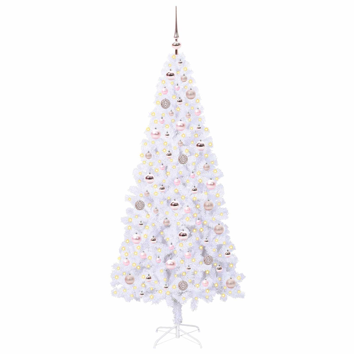 Konstgjord julgran med 300 LED-lampor Vit 180 cm PVC och stål