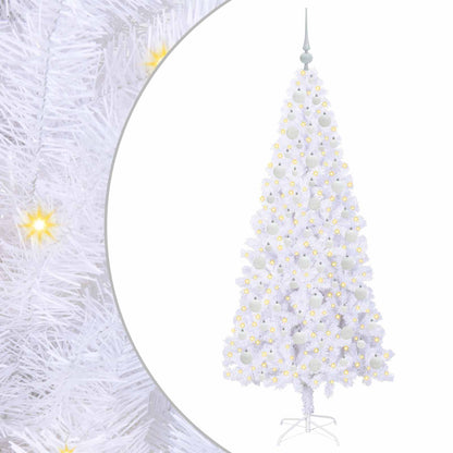 Konstgjord julgran med 300 LED-lampor Vit 180 cm PVC och stål