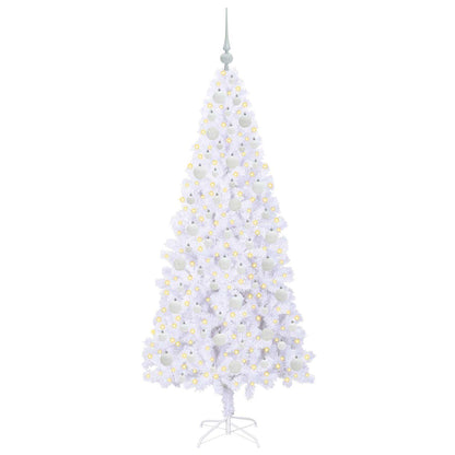Konstgjord julgran med 300 LED-lampor Vit 180 cm PVC och stål