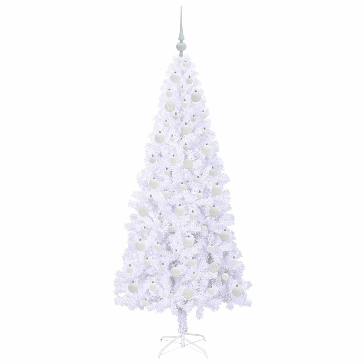 Konstgjord julgran med 300 LED-lampor Vit 180 cm PVC och stål