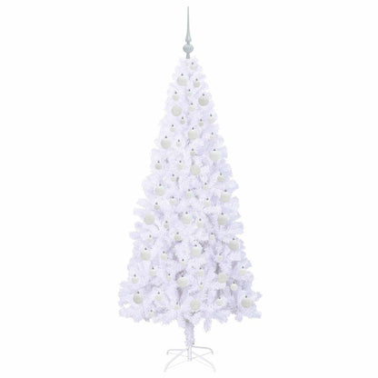 Konstgjord julgran med 300 LED-lampor Vit 180 cm PVC och stål