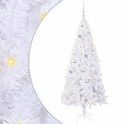 Konstgjord julgran med 300 LED-lampor Vit 180 cm PVC och stål