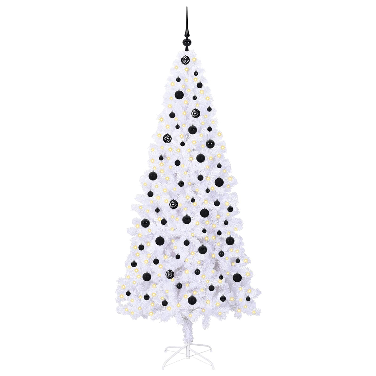 Konstgjord julgran med 300 LED-lampor Vit 210 cm PVC och stål