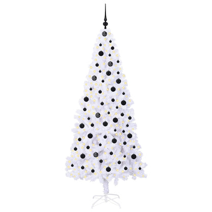 Konstgjord julgran med 300 LED-lampor Vit 210 cm PVC och stål