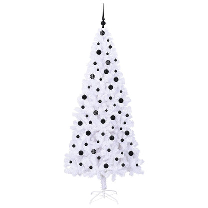 Konstgjord julgran med 300 LED-lampor Vit 210 cm PVC och stål
