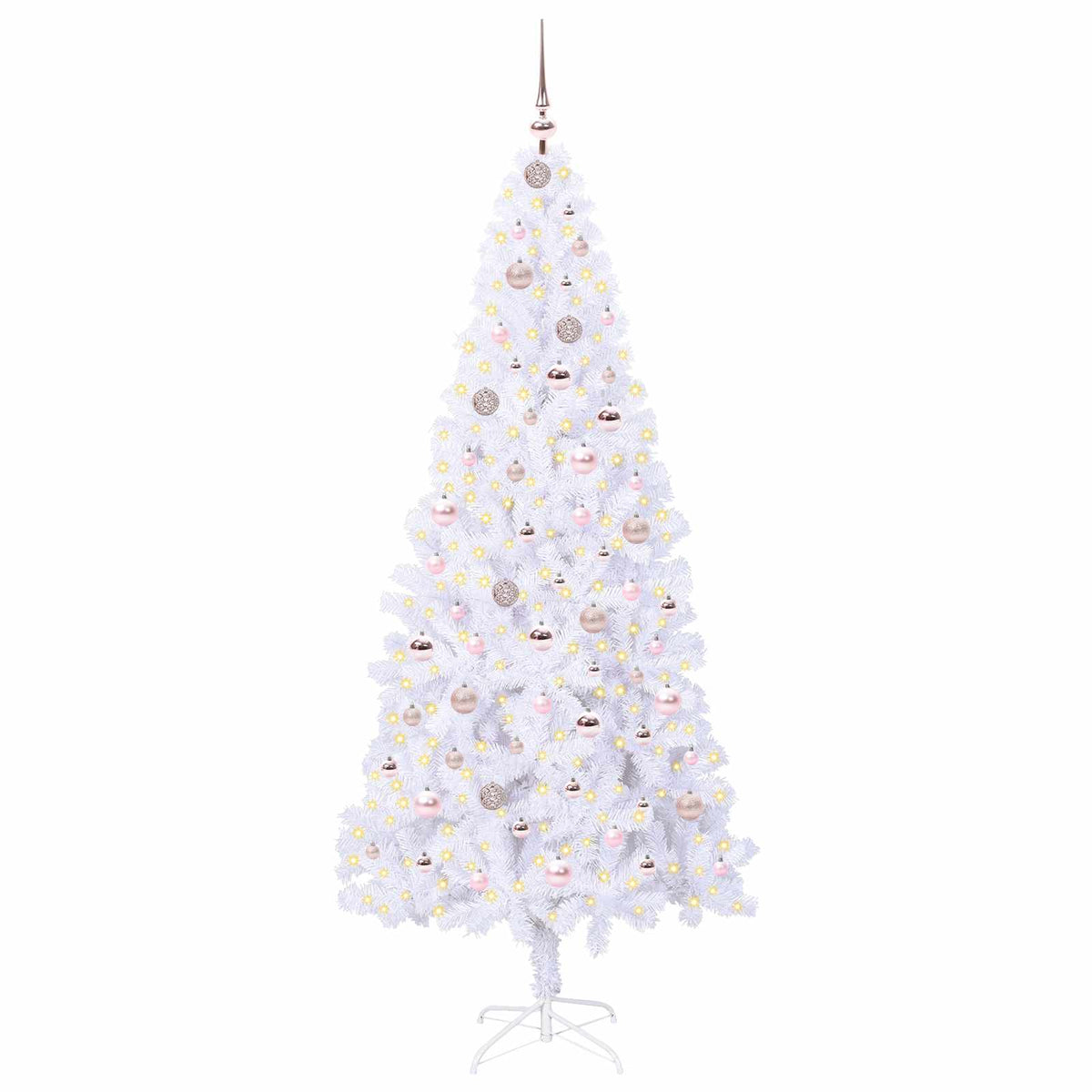 Konstgjord julgran med 300 LED-lampor Vit 210 cm PVC och stål