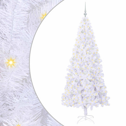 Konstgjord julgran med 300 LED-lampor Vit 210 cm PVC och stål