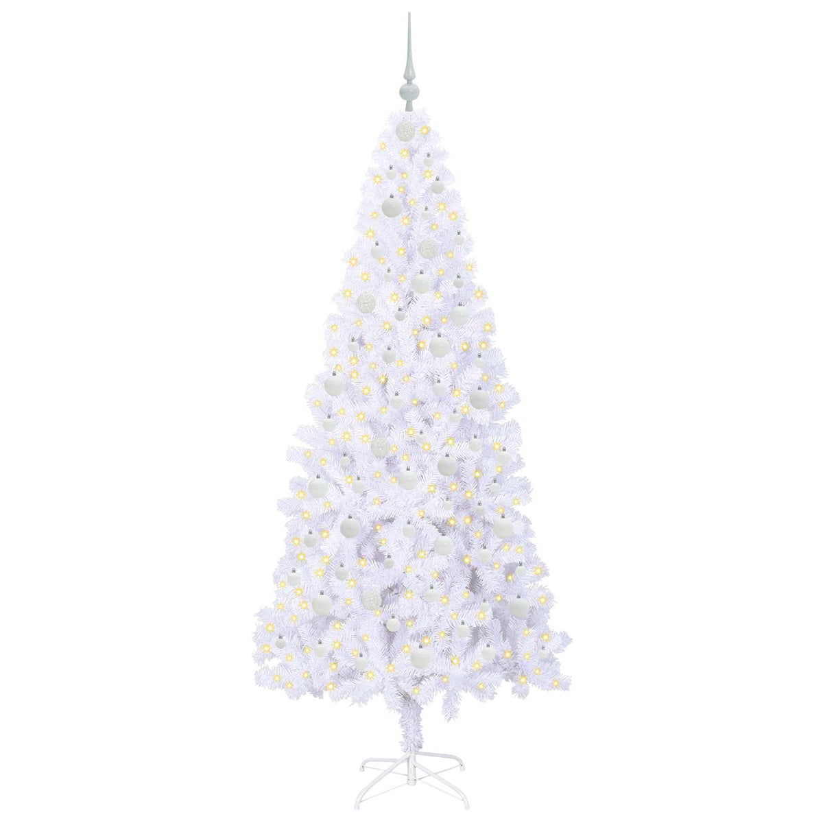 Konstgjord julgran med 300 LED-lampor Vit 210 cm PVC och stål