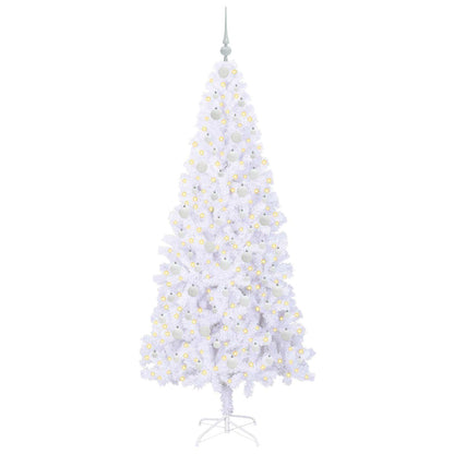 Konstgjord julgran med 300 LED-lampor Vit 210 cm PVC och stål