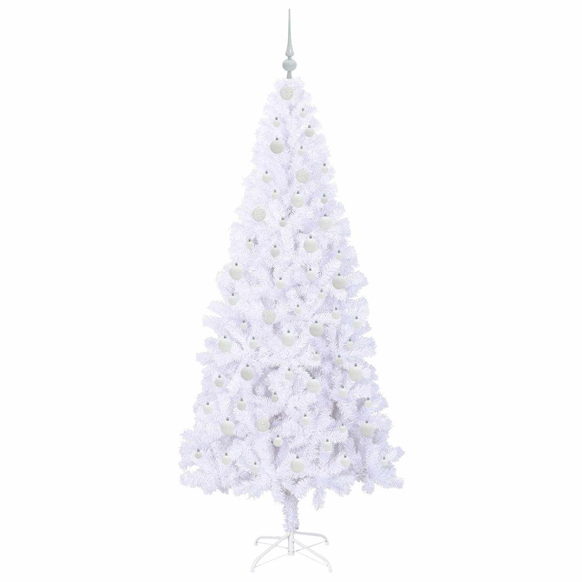 Konstgjord julgran med 300 LED-lampor Vit 210 cm PVC och stål