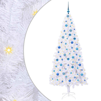 Konstgjord julgran med 300 LED-lampor Vit 210 cm PVC och stål
