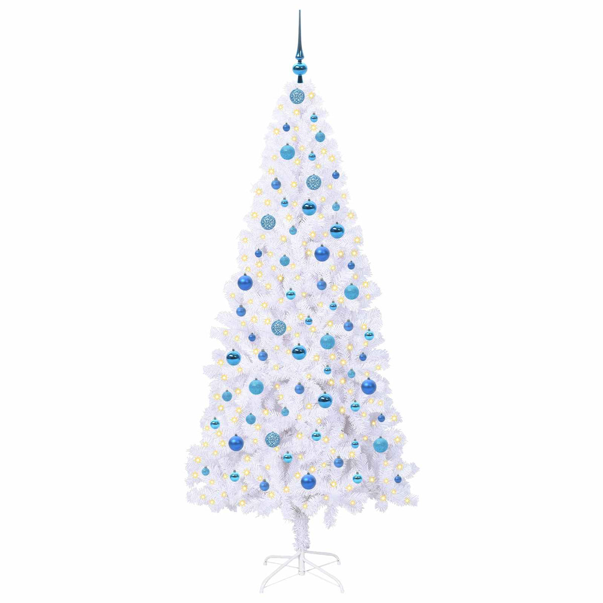 Konstgjord julgran med 300 LED-lampor Vit 210 cm PVC och stål