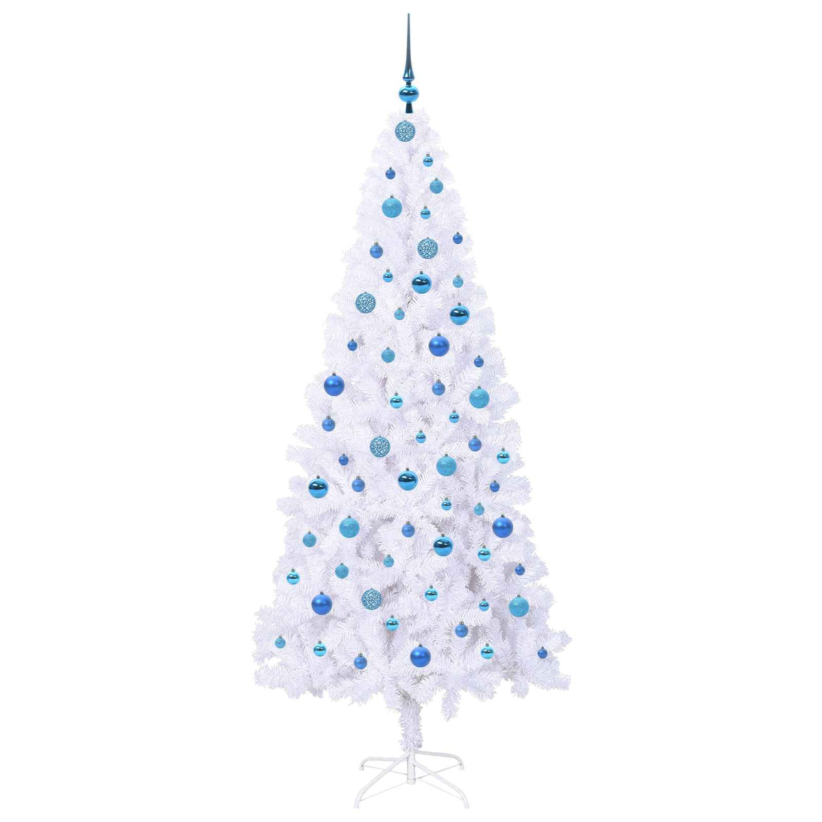 Konstgjord julgran med 300 LED-lampor Vit 210 cm PVC och stål