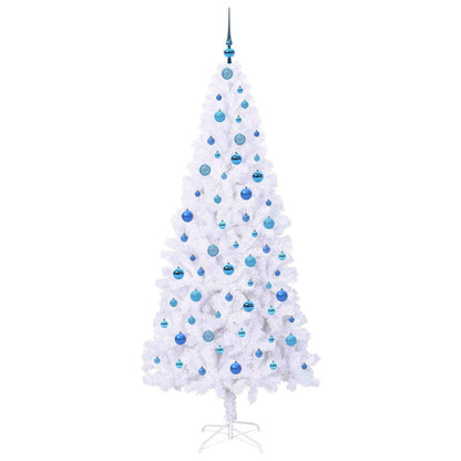 Konstgjord julgran med 300 LED-lampor Vit 210 cm PVC och stål