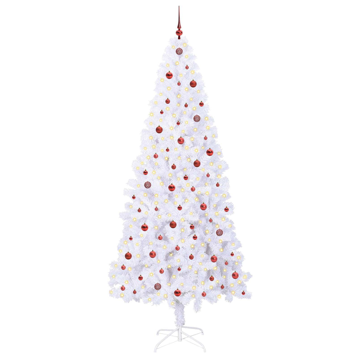 Konstgjord julgran med 300 LED-lampor Vit 240 cm PVC och stål