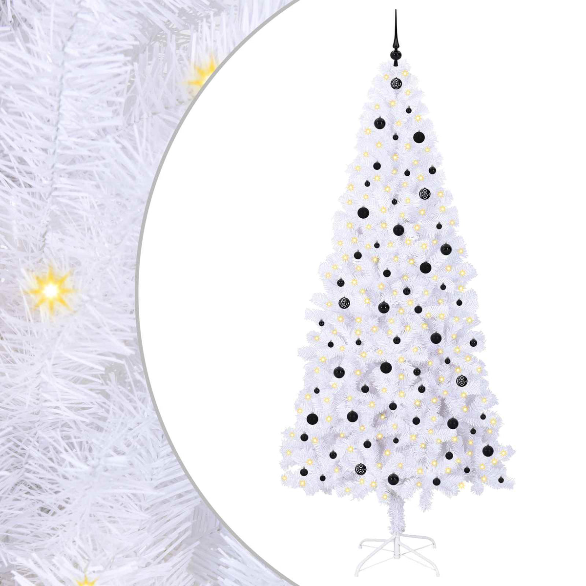 Konstgjord julgran med 300 LED-lampor Vit 240 cm PVC och stål