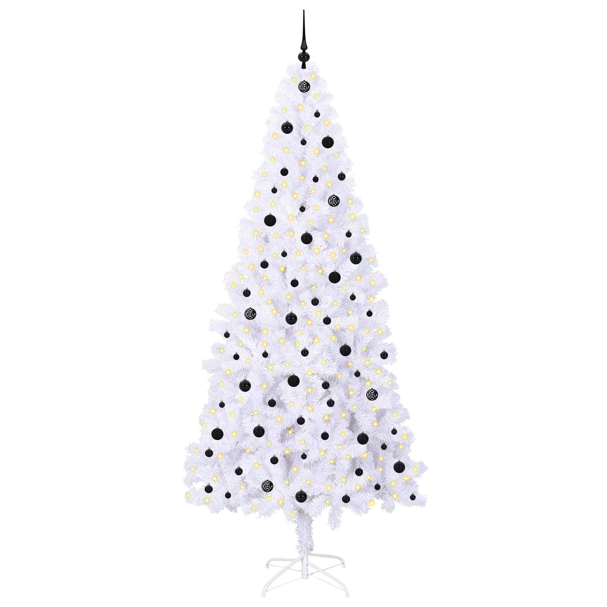 Konstgjord julgran med 300 LED-lampor Vit 240 cm PVC och stål