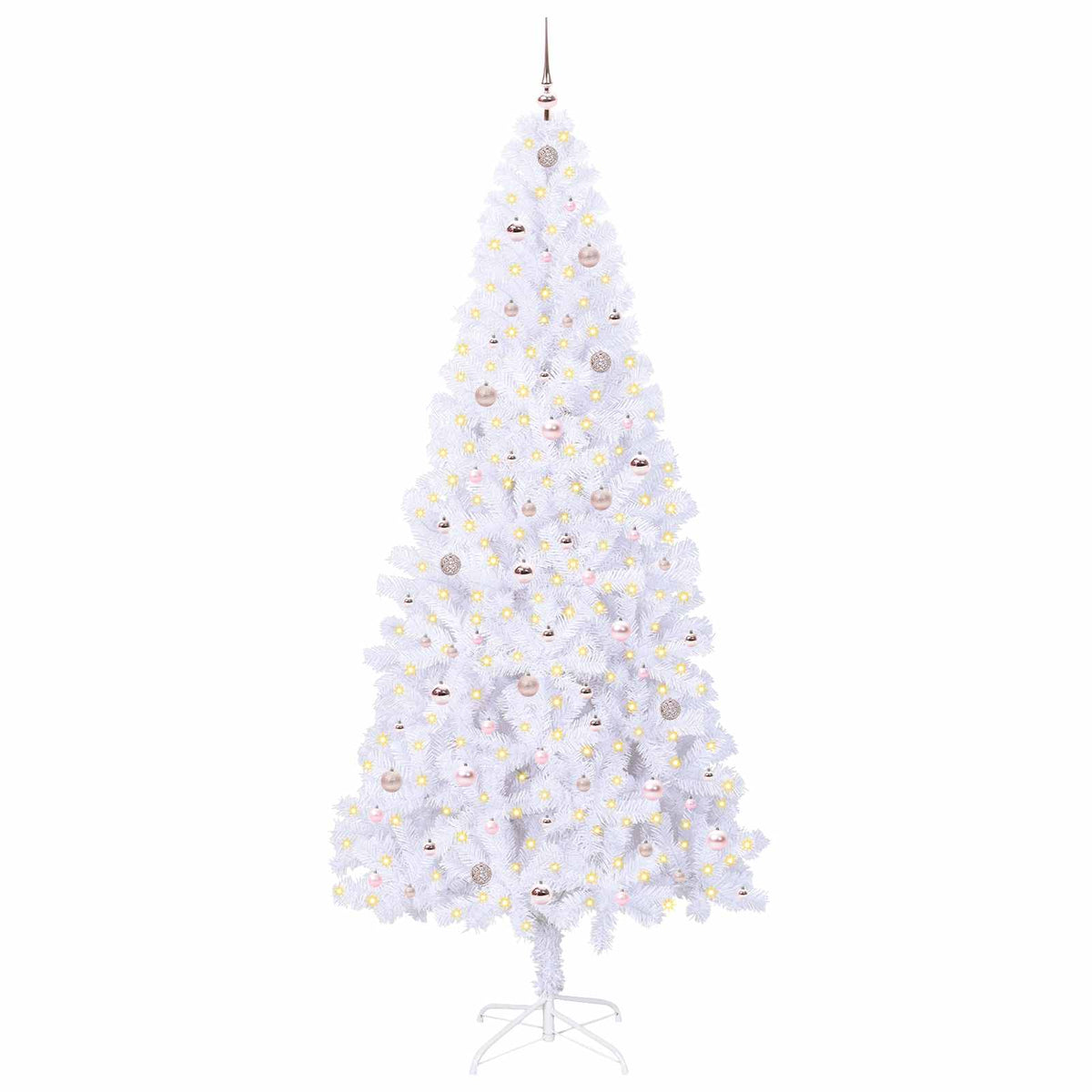 Konstgjord julgran med 300 LED-lampor Vit 240 cm PVC och stål