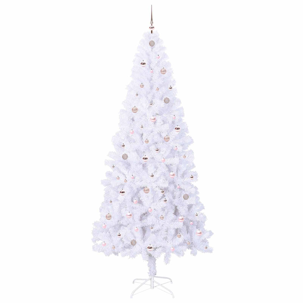 Konstgjord julgran med 300 LED-lampor Vit 240 cm PVC och stål