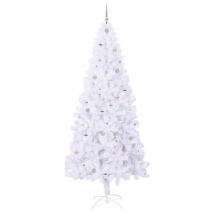 Konstgjord julgran med 300 LED-lampor Vit 240 cm PVC och stål