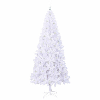 Konstgjord julgran med 300 LED-lampor Vit 240 cm PVC och stål