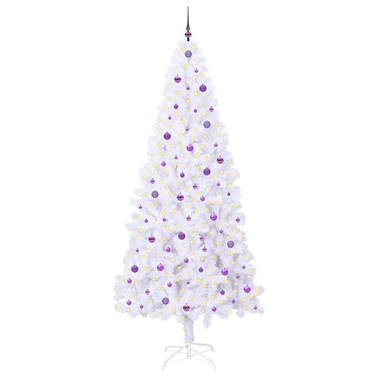 Konstgjord julgran med 300 LED-lampor Vit 240 cm PVC och stål
