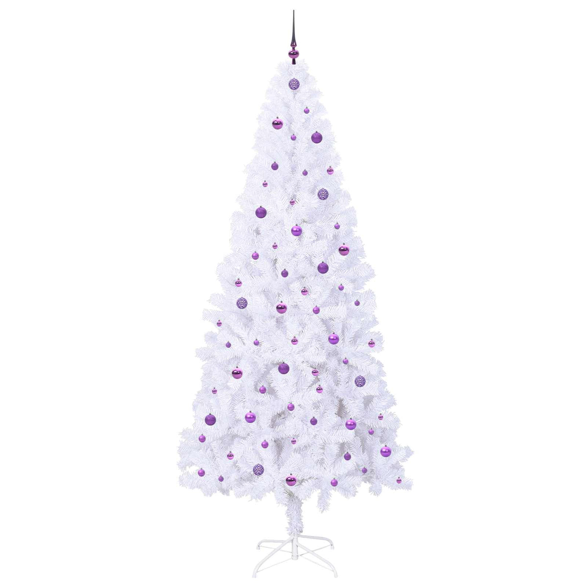 Konstgjord julgran med 300 LED-lampor Vit 240 cm PVC och stål