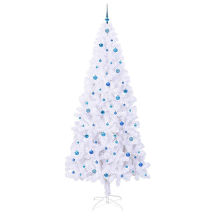 Konstgjord julgran med 300 LED-lampor Vit 240 cm PVC och stål