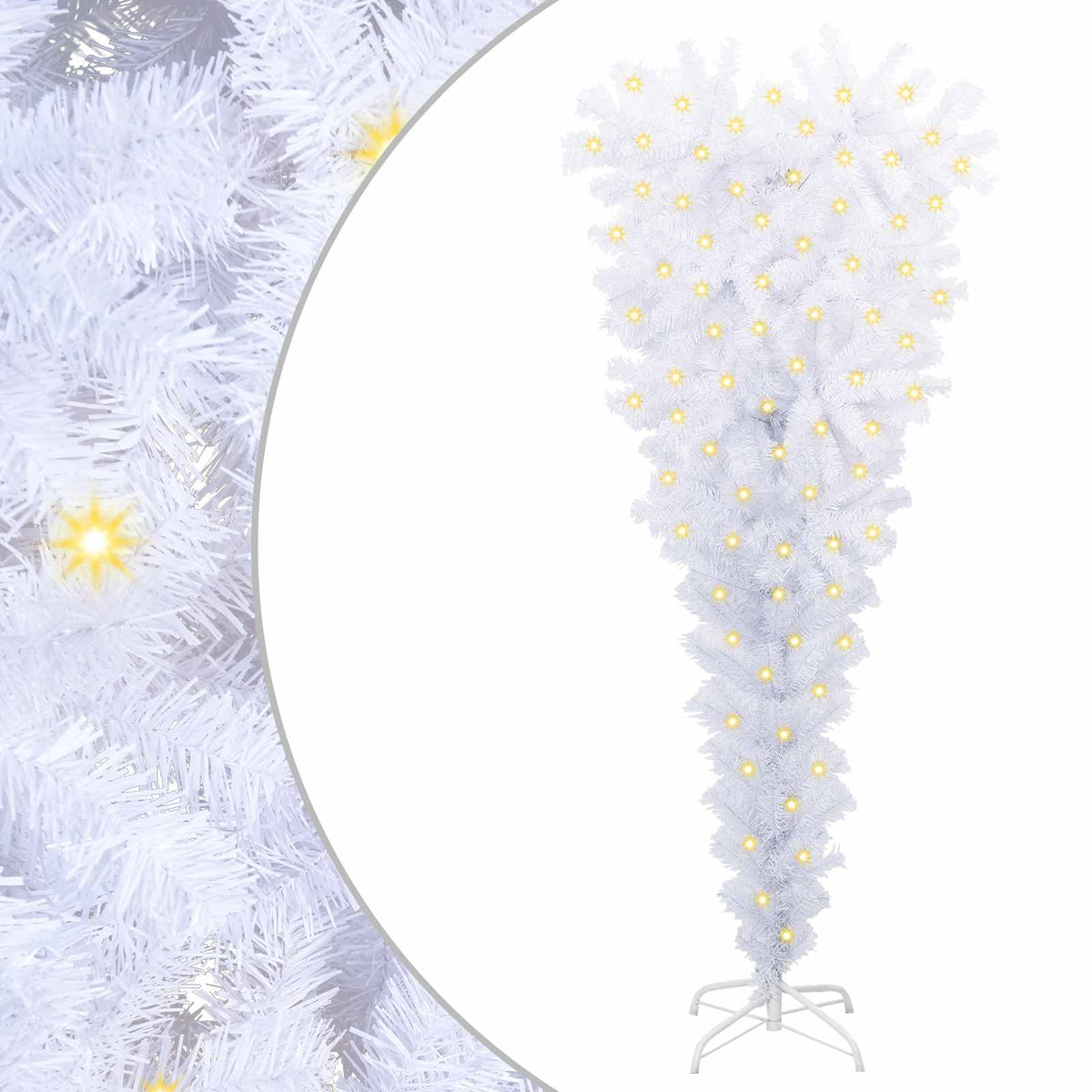 Konstgjord julgran med 150 LED-lampor Vit 120 cm PVC och stål