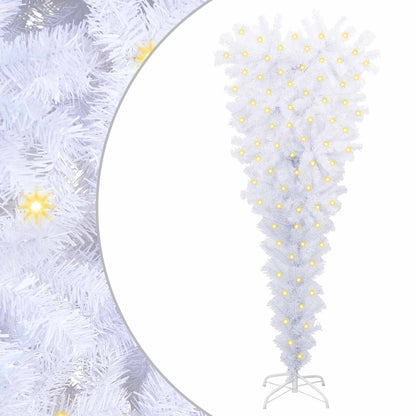 Konstgjord julgran med 150 LED-lampor Vit 120 cm PVC och stål