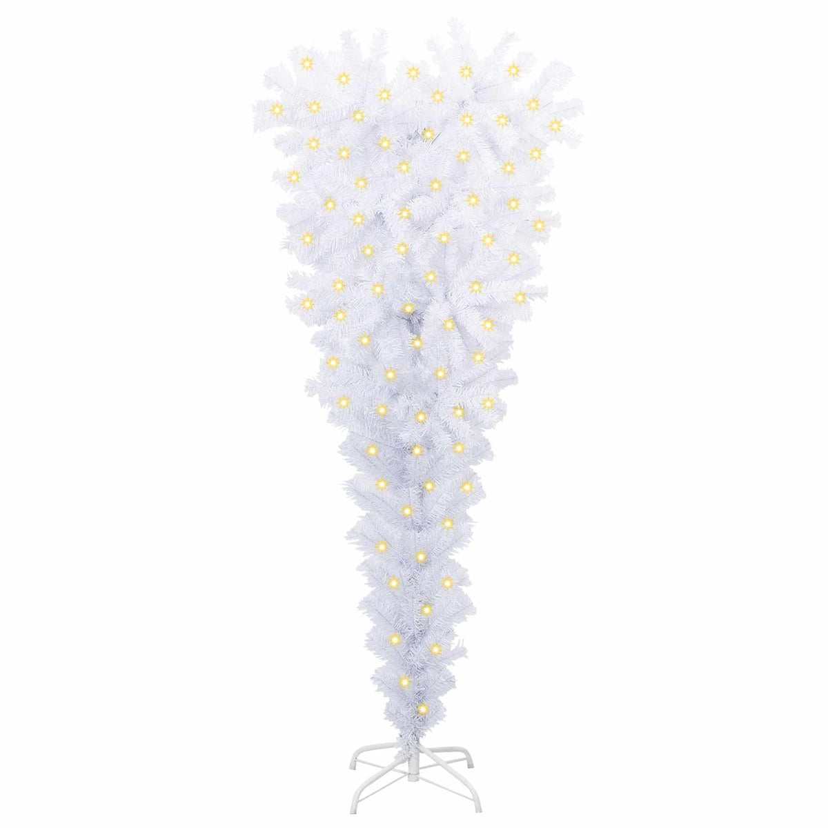 Konstgjord julgran med 150 LED-lampor Vit 120 cm PVC och stål