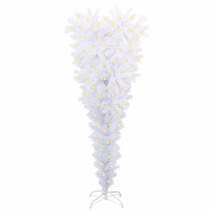 Konstgjord julgran med 150 LED-lampor Vit 120 cm PVC och stål