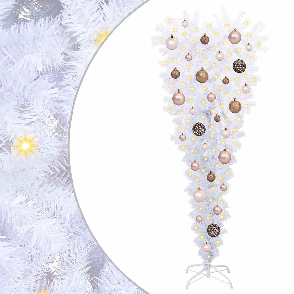 Konstgjord julgran med 150 LED-lampor Vit 120 cm PVC och Stål