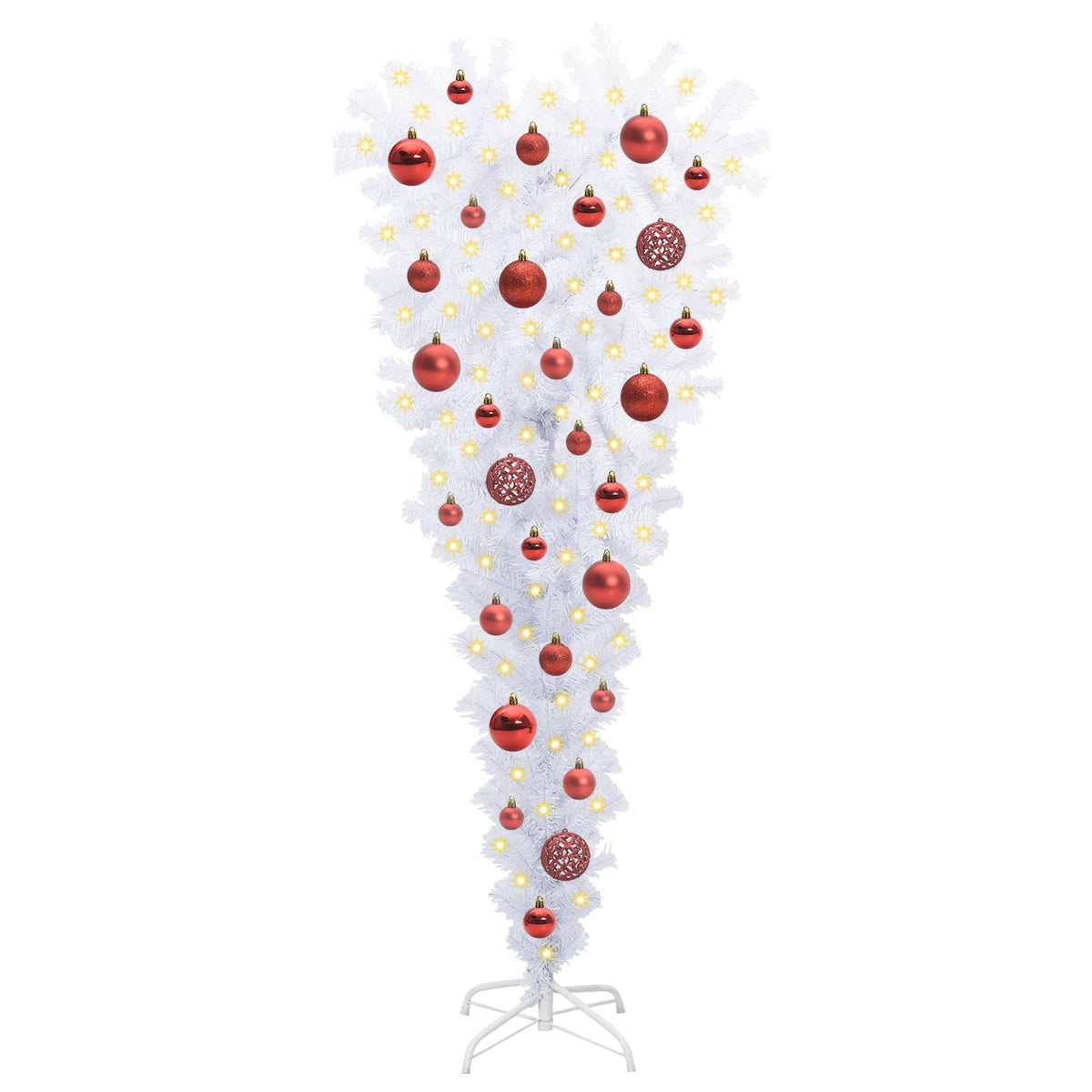 Konstgjord julgran med 150 LED-lampor Vit 120 cm PVC och Stål