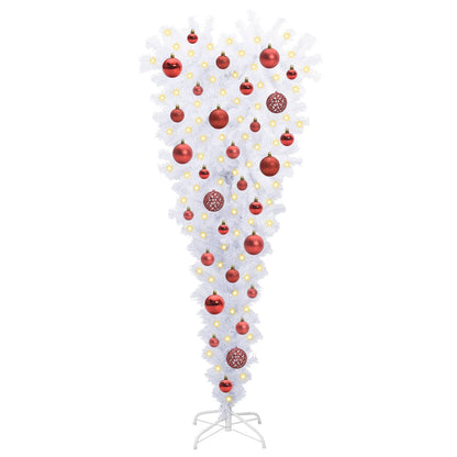 Konstgjord julgran med 150 LED-lampor Vit 120 cm PVC och Stål