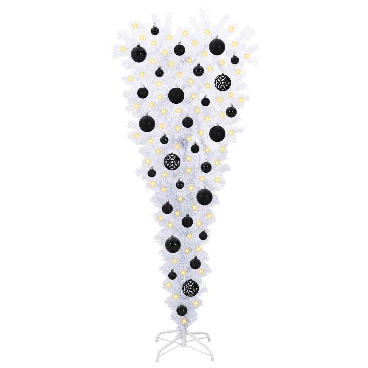 Konstgjord julgran med 150 LED-lampor Vit 120 cm PVC och Stål