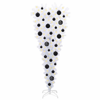 Konstgjord julgran med 150 LED-lampor Vit 120 cm PVC och Stål