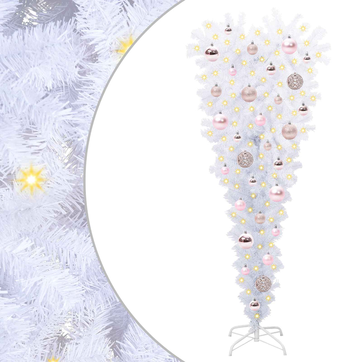 Konstgjord julgran med 150 LED-lampor Vit 120 cm PVC och Stål